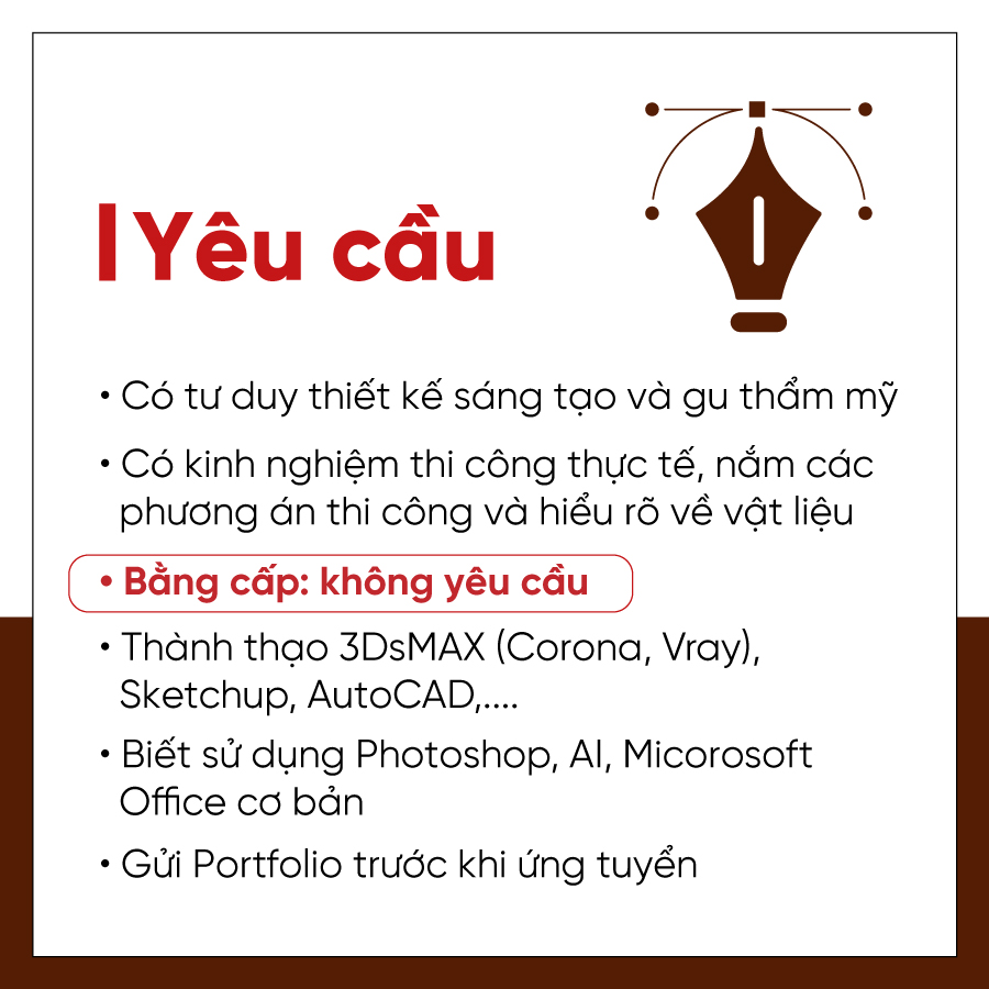 Yêu cầu cho vị trí nhân viên thiết kế nội thất
